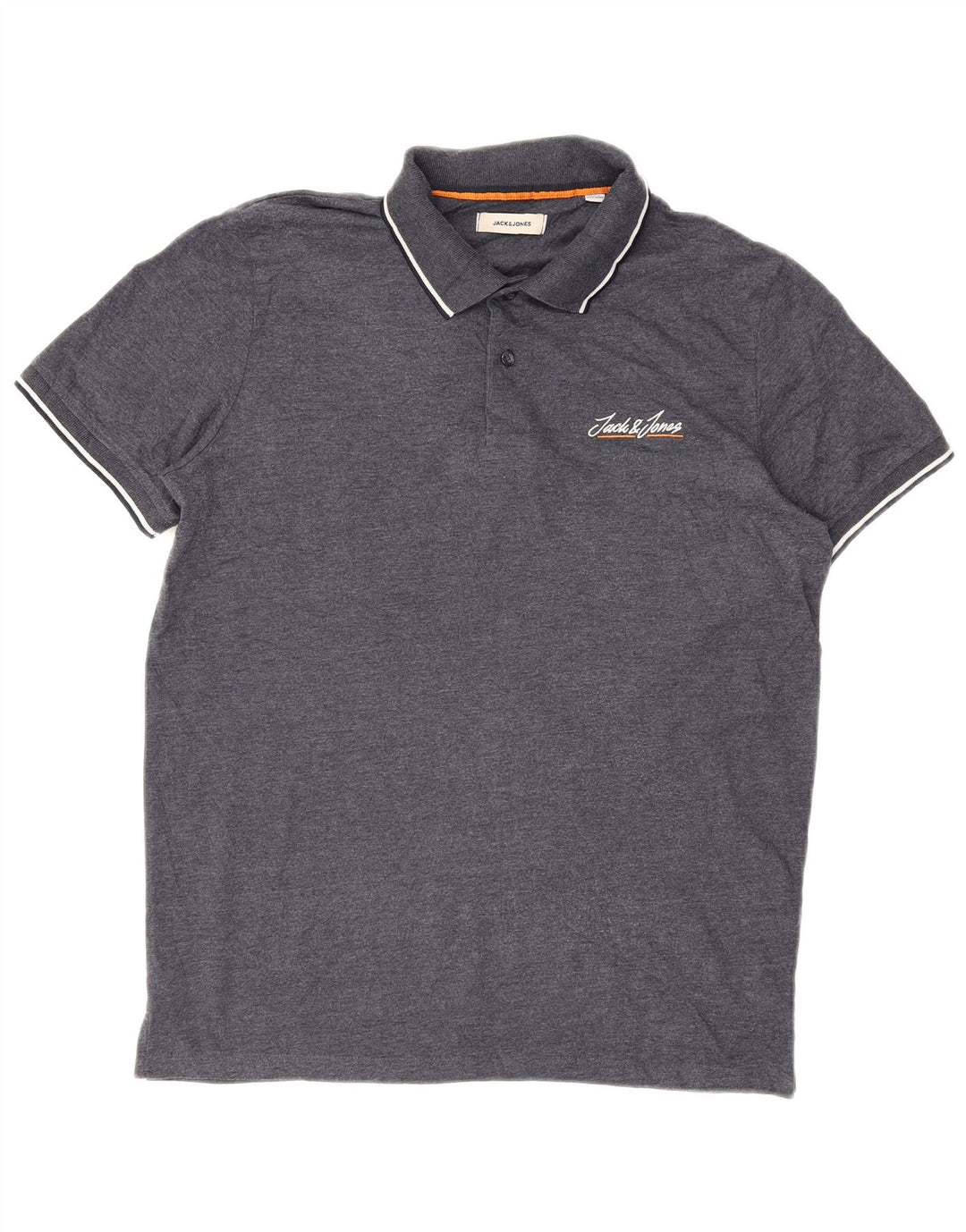 JACK & JONES Herren-Poloshirt, groß, grau gestreift, Baumwolle