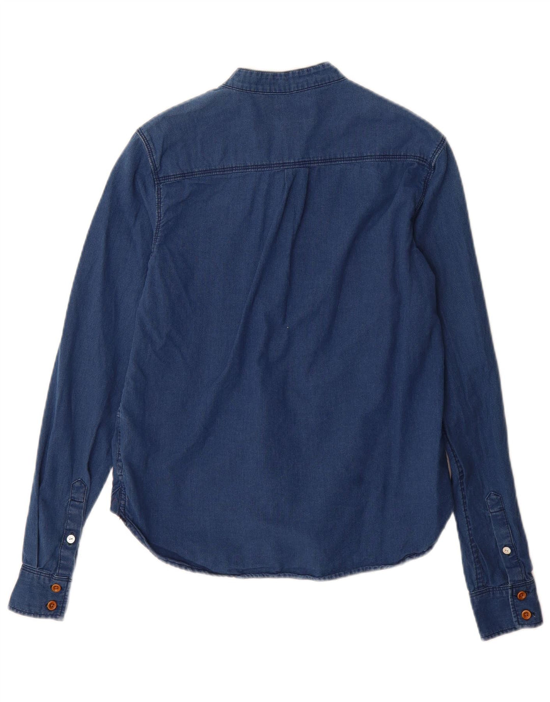 Replay Damen-Hemd UK 10 Small aus blauer Baumwolle