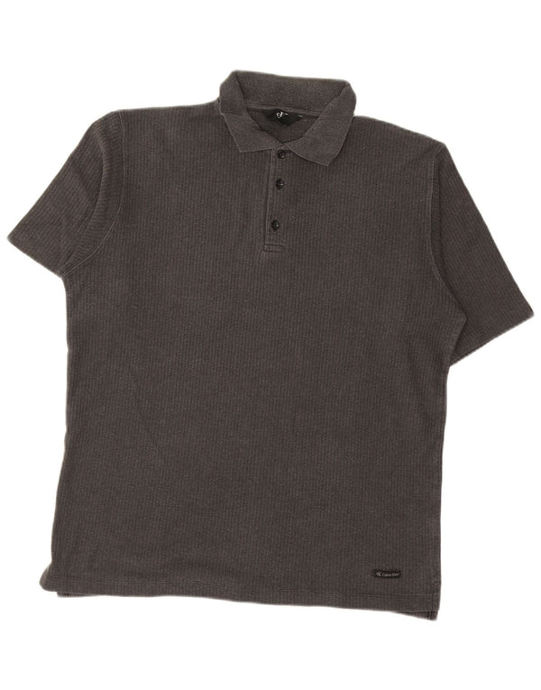 CALVIN KLEIN Herren Poloshirt Große graue Baumwolle