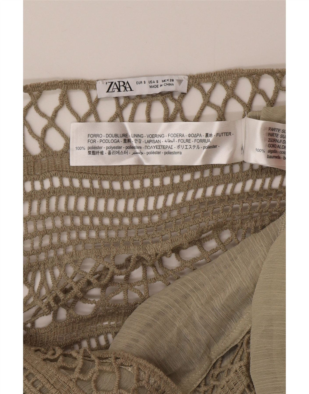 Zara Damen Maxi-Sommerkleid, Größe S, Khaki, Polyester