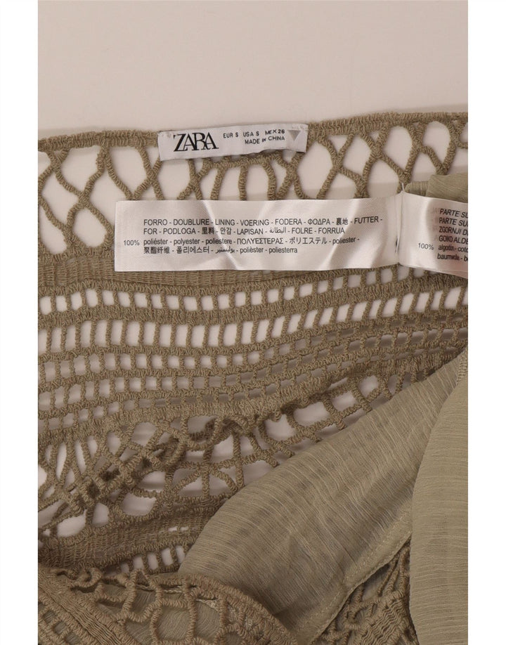 Zara Damen Maxi-Sommerkleid, Größe S, Khaki, Polyester