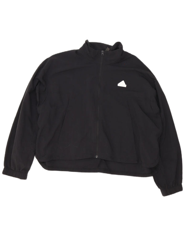 Adidas Damen Übergroße Trainingsanzug-Oberjacke UK 12/14 Medium Schwarz