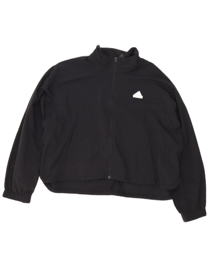 Adidas Damen Übergroße Trainingsanzug-Oberjacke UK 12/14 Medium Schwarz