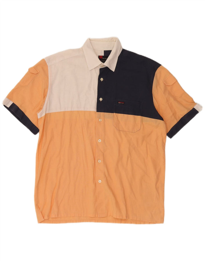 Navigare Herren Kurzarmhemd Large Orange Colourblock