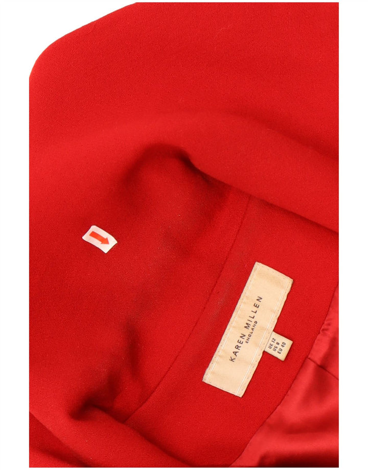 Karen Millen Damen-Blazerjacke mit 3 Knöpfen, UK 12, mittelrote Wolle