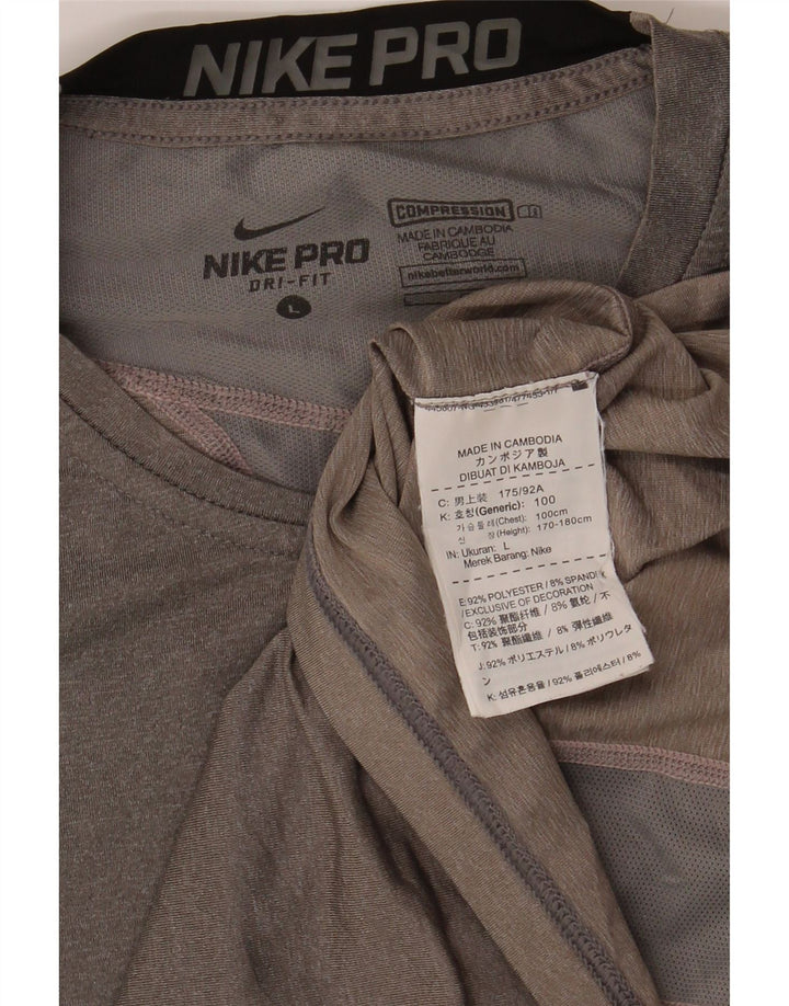 Nike Damen Dri Fit T-Shirt Top UK 14 Large Grau Polyester