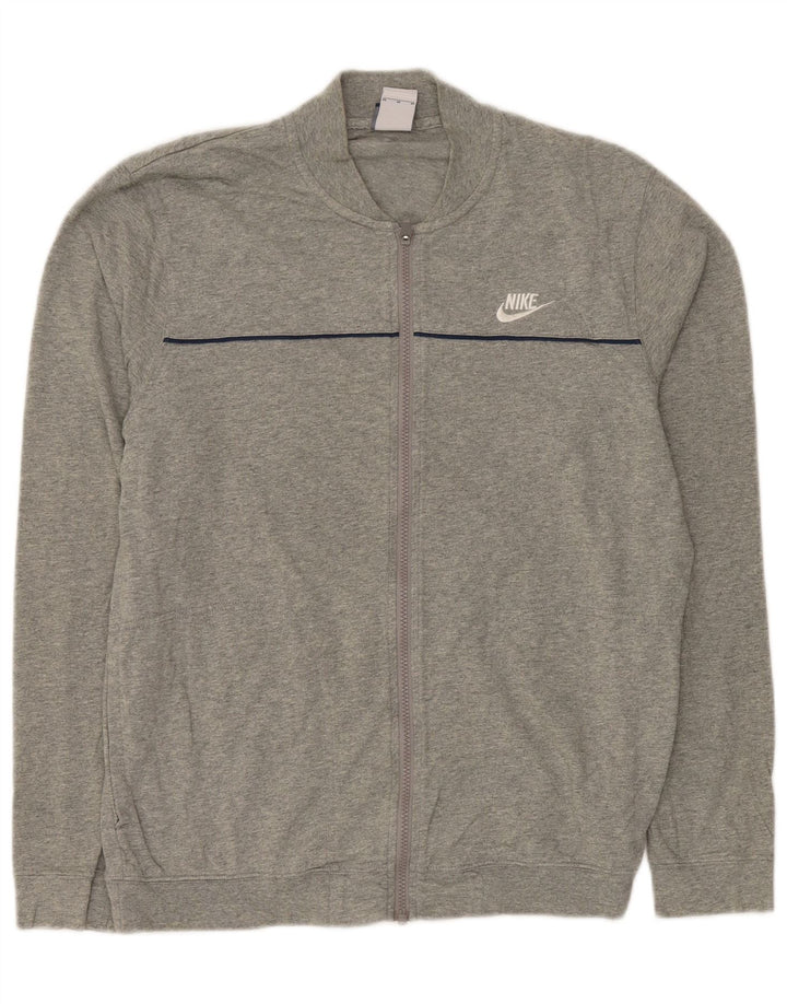 NIKE Herren-Trainingsanzug-Top-Jacke aus mittelgrauer Baumwolle