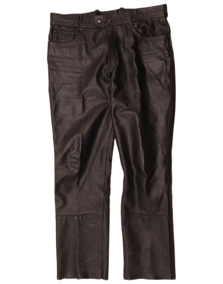 Louis Herren gerade Lederhose W34 L30 Schwarz