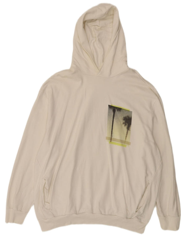 Calvin Klein Herren-Kapuzenpullover mit Grafik, 3XL, cremefarbene Baumwolle