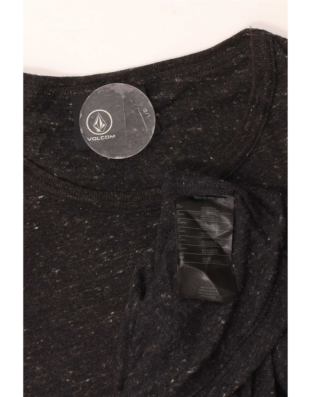 Volcom Herren T-Shirt Top Large Schwarz Gestreifte Baumwolle