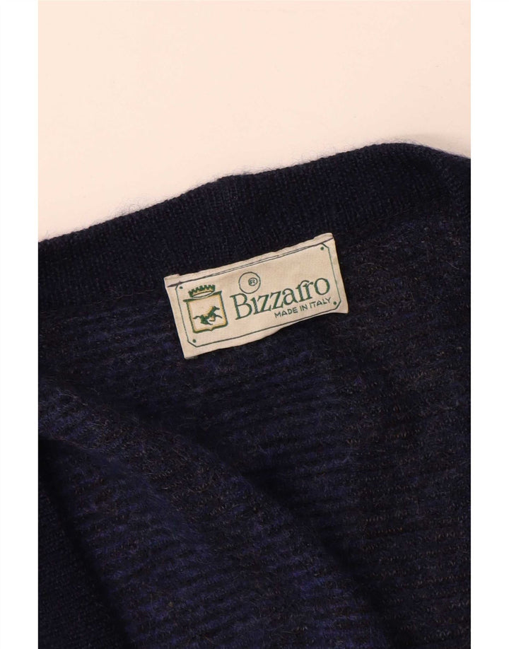 Bizzarro Herren Strickjacke XL Marineblau gestreifte Wolle