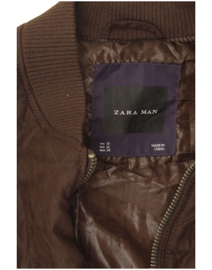 Gesteppte Bomberjacke für Herren von Zara, UK 38, mittelbraunes Polyester