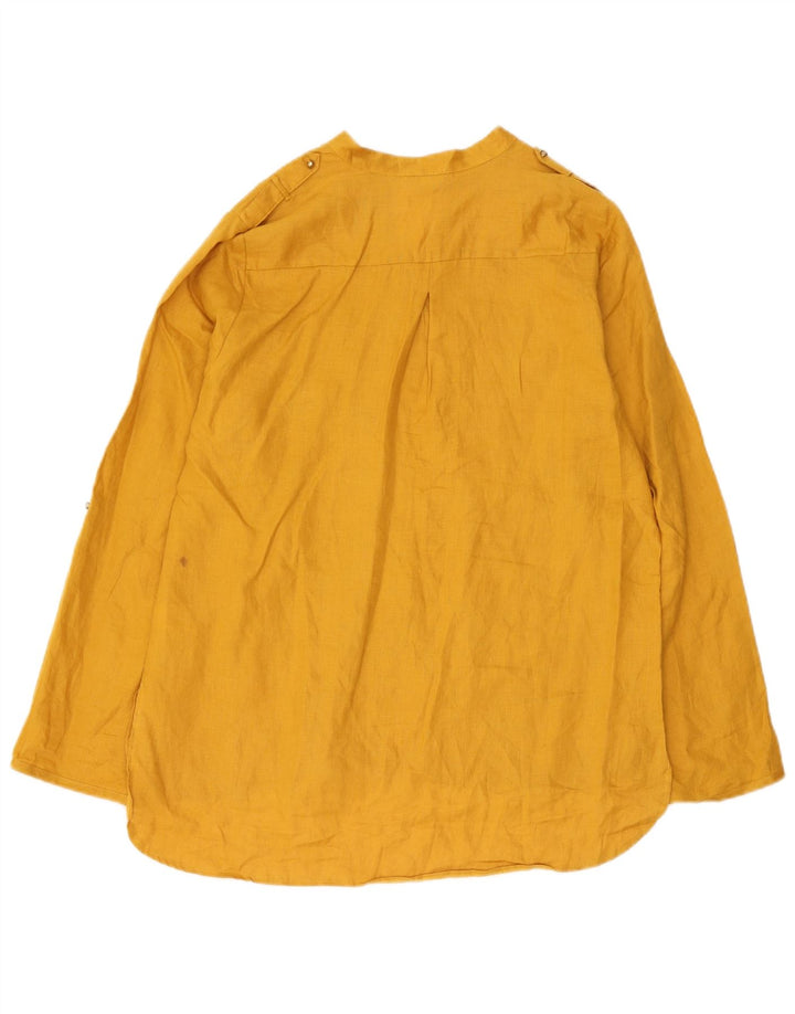 Marks & Spencer Damen Bluse Top UK 14 Large Gelbes Leinen