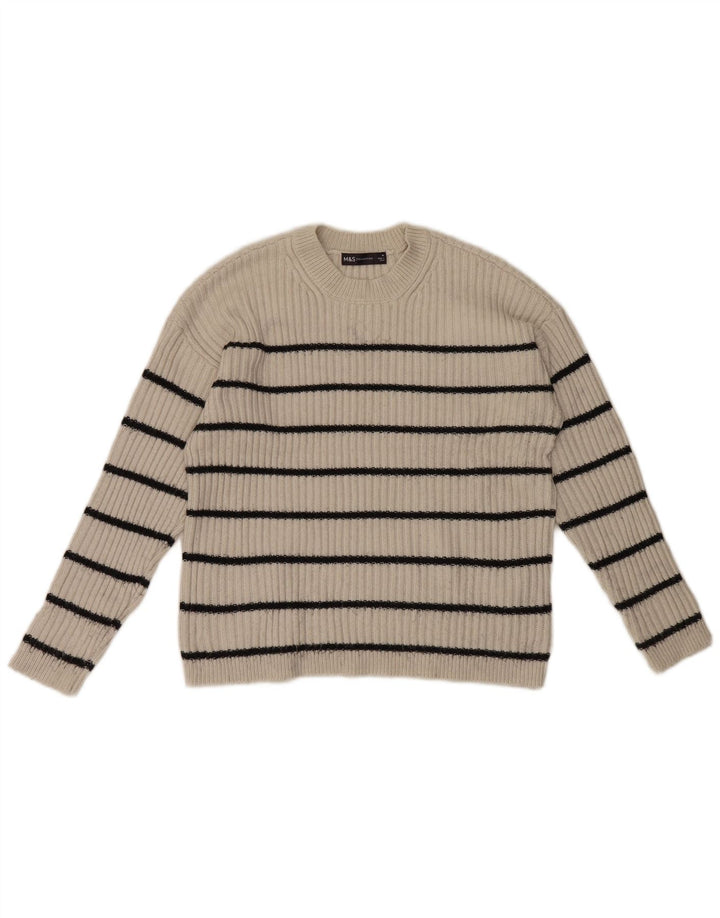 Marks & Spencer Damen-Pullover mit Rundhalsausschnitt, Gr. 12, Mittel, gebrochenes Weiß