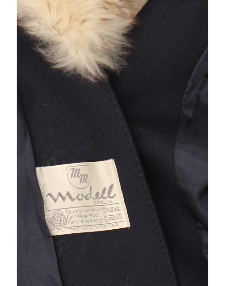 Vintage Damen Mantel UK 18 XL Marineblaue Wolle