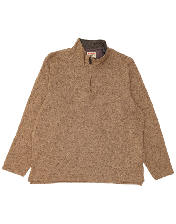 Wrangler Herren-Sweatshirt mit Reißverschluss am Hals, XL, braun geflecktes Polyester