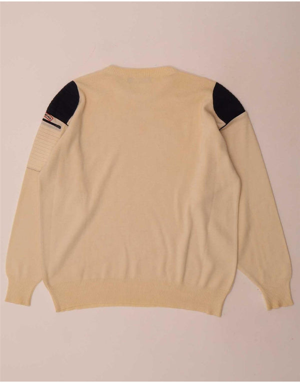 Il Granchio Herren-Pullover mit Rundhalsausschnitt, XL, beige, Colourblock-Wolle