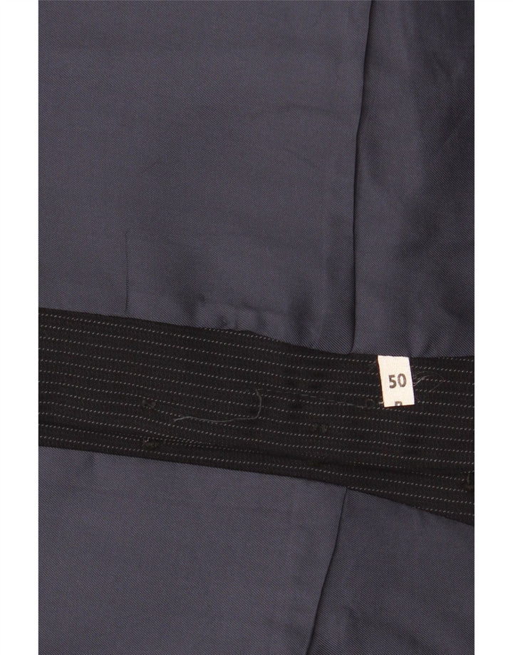 Vintage Herren Weste IT 50 Medium Marineblau Nadelstreifen