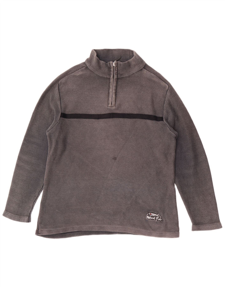 WEIRD FISH Herren-Sweatshirt mit Reißverschluss am Hals, Größe S, Grau, Farbblock-Baumwolle