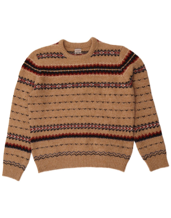 Scout Herren-Pullover mit Rundhalsausschnitt, groß, Beige, Fair-Isle-Nylon