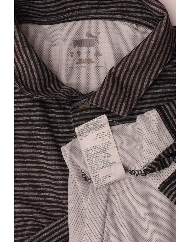 Puma Herren-Poloshirt, großes graues Nadelstreifen-Polyester