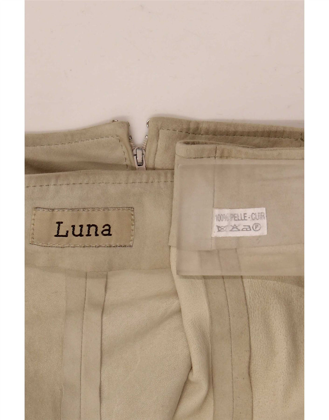 Luna Damen-Wildleder-A-Linien-Rock W28 Mittelbeiges Leder