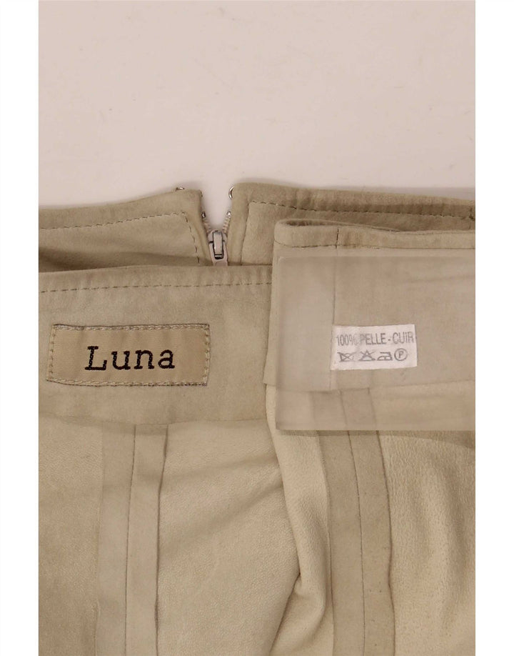 Luna Damen-Wildleder-A-Linien-Rock W28 Mittelbeiges Leder