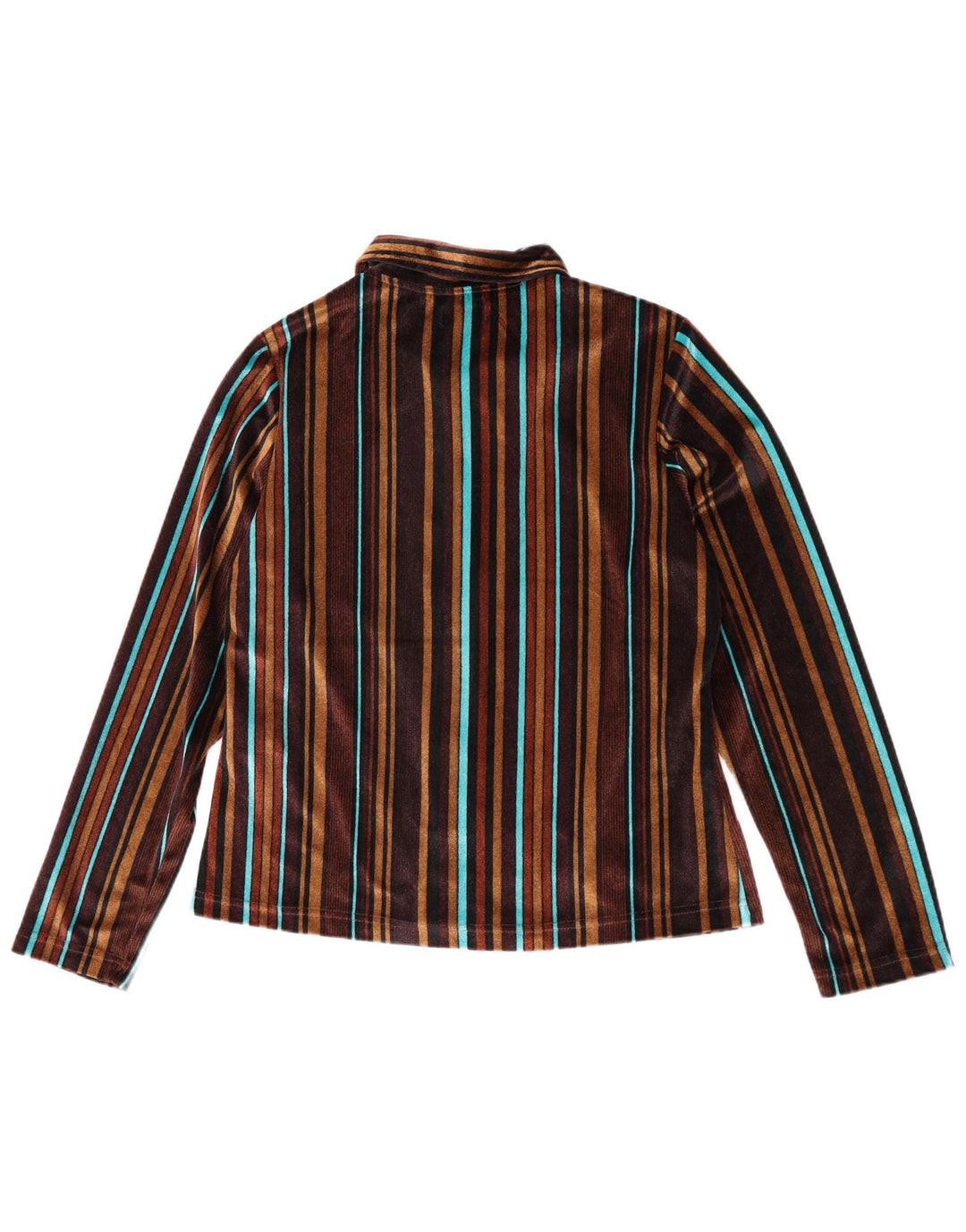 Only Damen-Hemdbluse aus Velours, Größe 46, groß, braun gestreift, Polyester