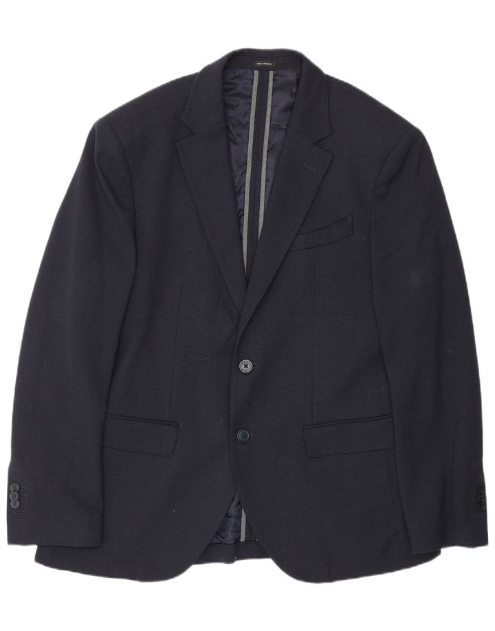 Massimo Dutti Herren-Blazer mit 2 Knöpfen, EU 50, mittelmarineblaue Wolle