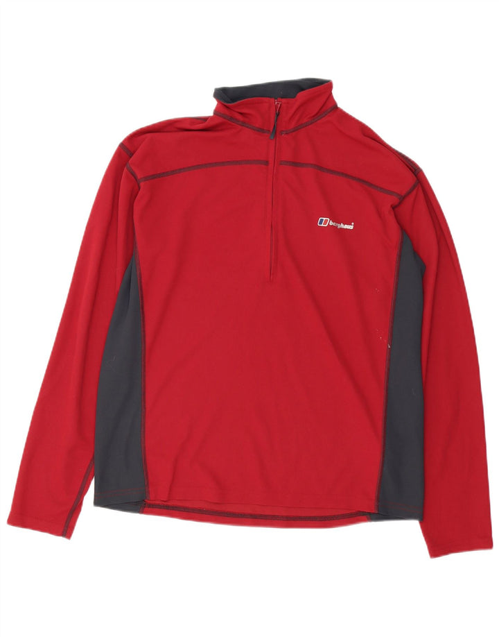 Berghaus Herren-Trainingsanzug-Oberteil mit Reißverschluss am Hals, mittelrot, Farbblock