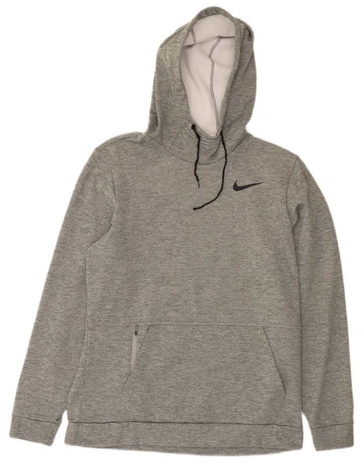 Nike Herren Dri Fit Standard Fit Kapuzenpullover Mittelgrau geflecktes Polyester