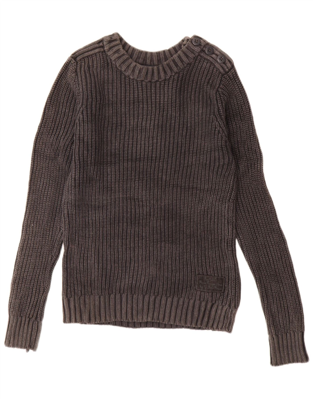 G-Star Herren-Pullover mit U-Boot-Ausschnitt aus mittelgrauer Baumwolle