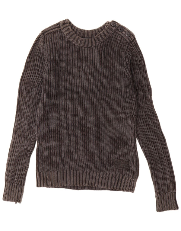 G-Star Herren-Pullover mit U-Boot-Ausschnitt aus mittelgrauer Baumwolle