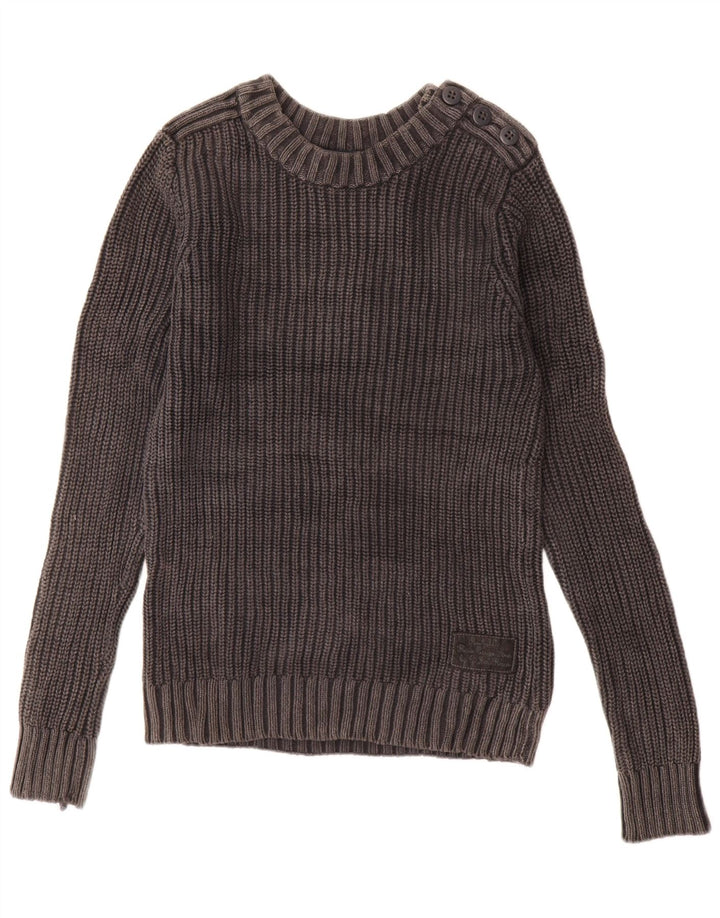 G-Star Herren-Pullover mit U-Boot-Ausschnitt aus mittelgrauer Baumwolle