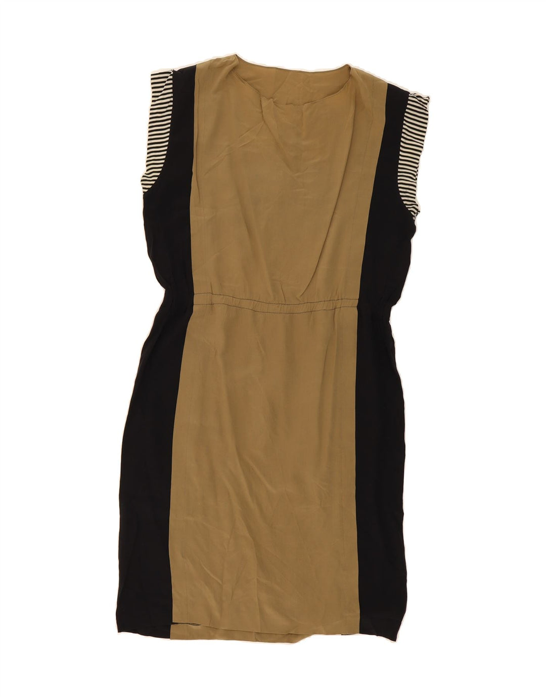 VINTAGE Womens Sleeveless Basic Dress UK 16 Large Beige Colourblock Vintage Vintage and Second-Hand Vintage from Messina Hembry 