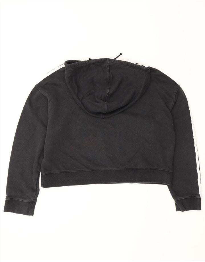 Adidas Damen Crop Oversized Hoodie Pullover UK 12 Medium Schwarz
