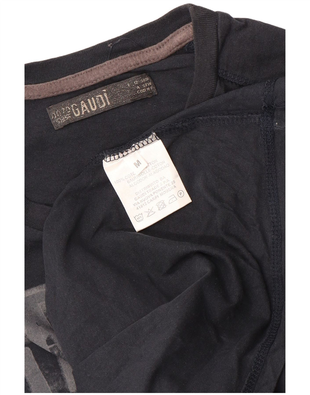 Gaudi Herren-Grafik-Oberteil, langärmelig, mittelmarineblau, Baumwolle