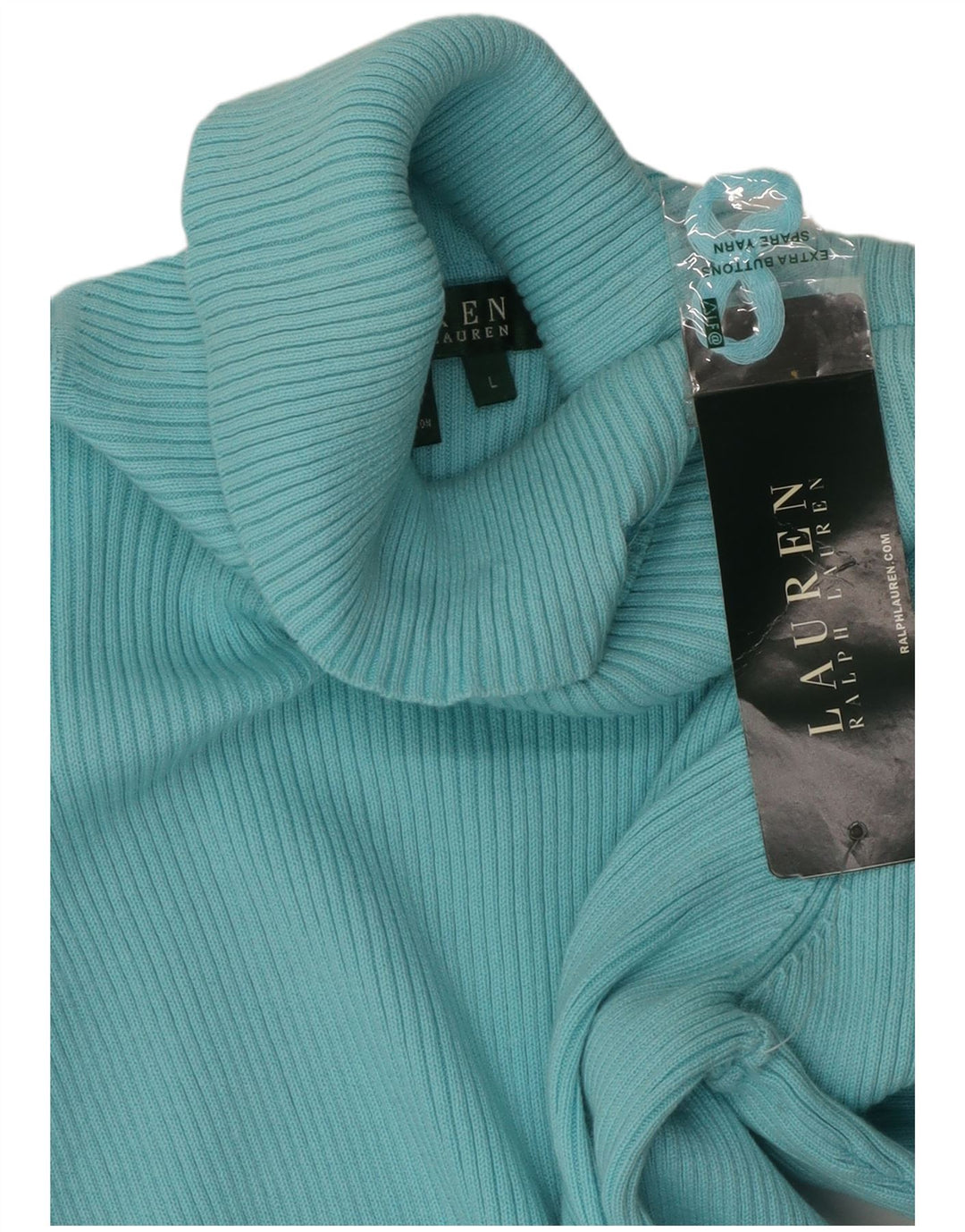 RALPH LAUREN Damen-Pullover mit Rollkragen, Gr. 14, Größe L, Blau, Baumwolle