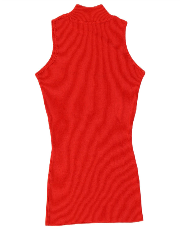 Vintage Damen Weste Tank Top UK 12 Mittelrote Viskose