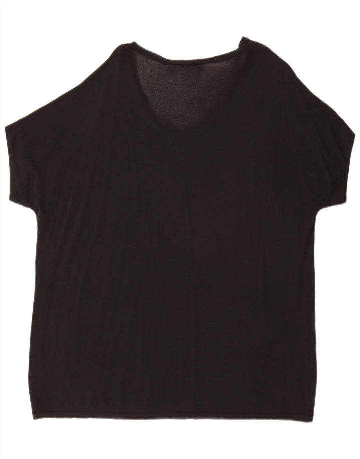 Zara Damen Übergroßes T-Shirt Top UK 16 Large Schwarz
