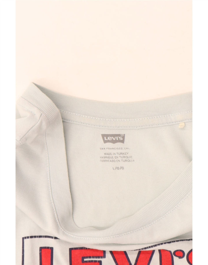 Levi's Damen Crop Graphic Vest Top UK 16 Large Blaue Baumwolle