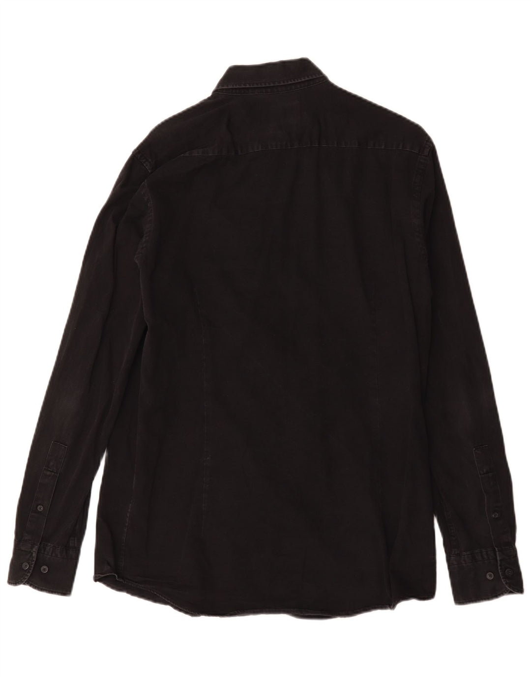 Massimo Dutti Herren-Jeanshemd aus mittelschwarzer Baumwolle
