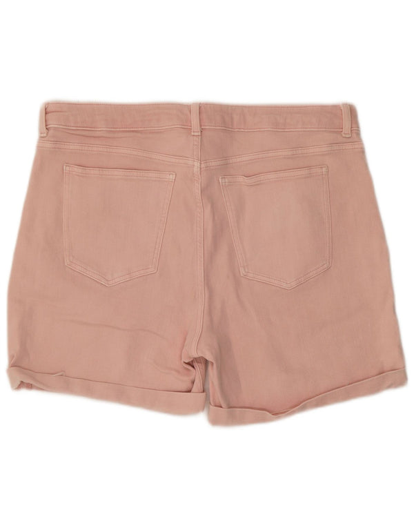 Marks & Spencer Damen-Jeansshorts mit hoher Taille, UK 16, Größe L W36, rosa Baumwolle