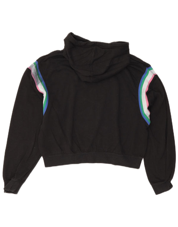 Nike Womens Crop Oversized Hoodie Jumper UK 10 Small Schwarzer Farbblock