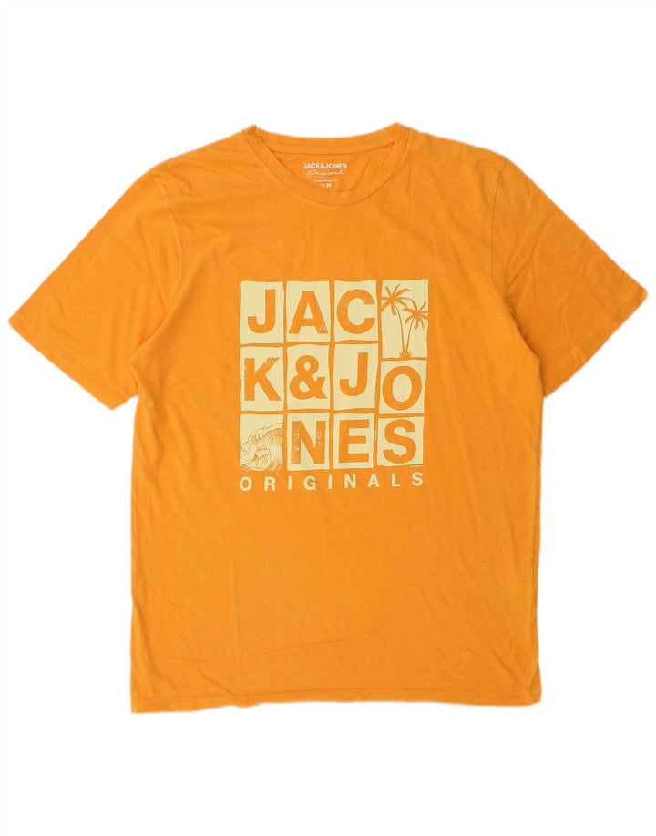 Jack & Jones Herren Grafik-T-Shirt-Oberteil aus mitteloranger Baumwolle