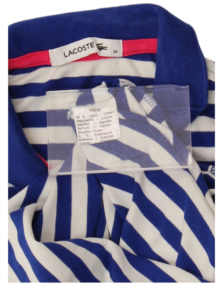 Lacoste Damen-Poloshirt, Größe 38, mittelblau, gestreift, Baumwolle