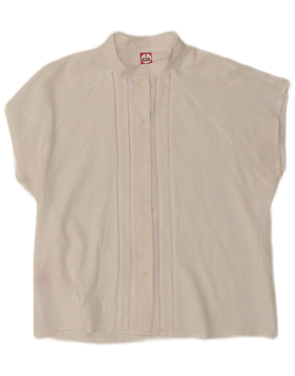 Vintage Damen Ärmellose Hemdbluse IT 46 Großes weißes Polyester