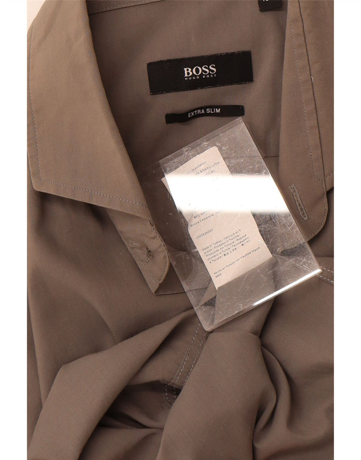 HUGO BOSS Mens Extra Slim Fit Shirt Size 15 1/2 39 Medium Grey Cotton Vintage Hugo Boss and Second-Hand Hugo Boss from Messina Hembry 