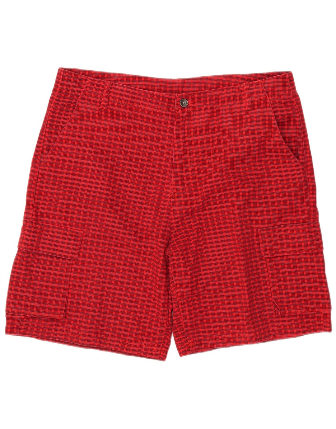 Converse Herren Cargo-Shorts W38 XL Rot kariertes Polyester