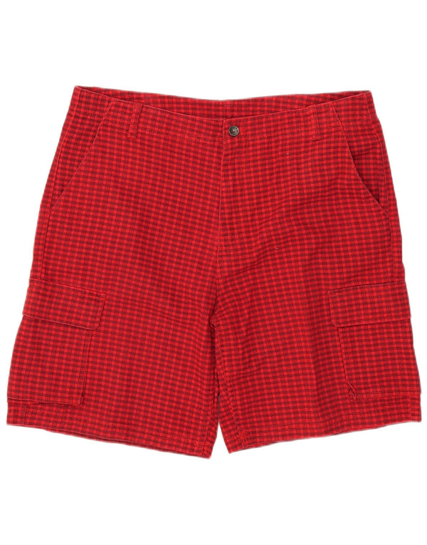 Converse Herren Cargo-Shorts W38 XL Rot kariertes Polyester